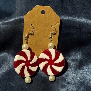 Christmas Earrings Starlights with Pearl Beads Handmade Nickle-Free Silver Tone